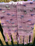 Pink scarf with purple and grey roving