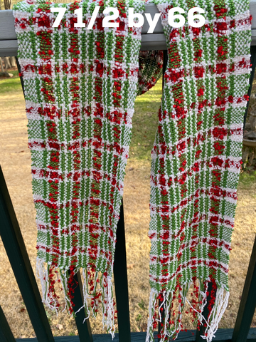 Xmas lime green scarf with red and white plaid